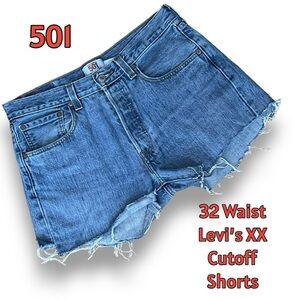 Levi’s Vintage 501 XX Jeans - Cut Off Shorts 32” Waist Button Fly Light Wash